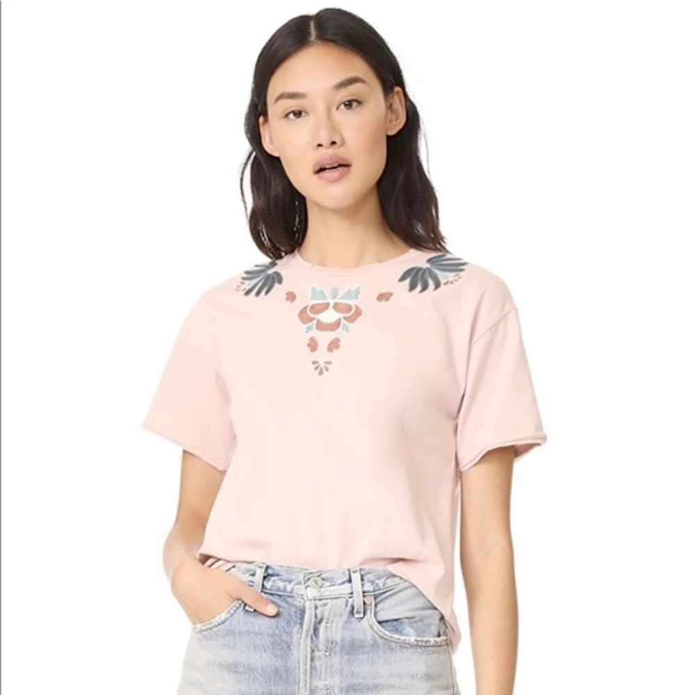 Rebecca Minkoff Pink Embroidered Ronnie T-Shirt Size Medium